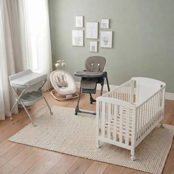 Kit Basic Prima Infanzia con Lettino, Bagnetto, Sdraietta e Seggiolone