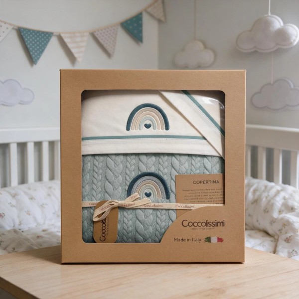 Coordinato Treccia Sherpa Rainbow Coccolissimi – Set Carrozzina