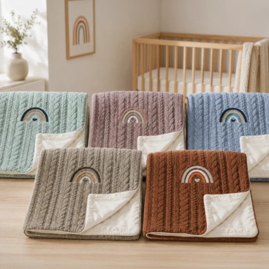 Coperta Treccia Bamboo Rainbow Coccolissimi – Coperta culla e lettino