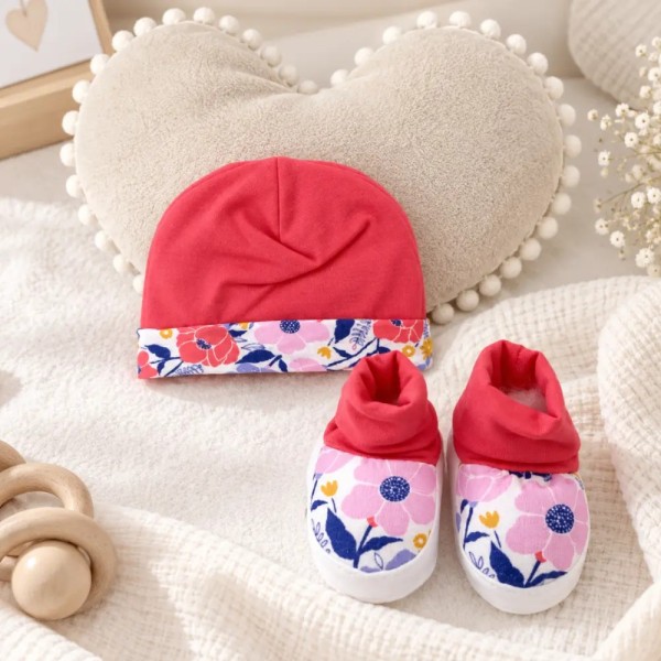 Set Cappellino e Babbucce Neonato Palla Pallina 100% Cotone