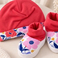 Set Cappellino e Babbucce Neonato Palla Pallina 100% Cotone