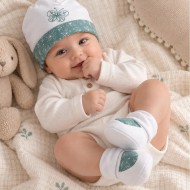 Set Cappellino e Babbucce Neonato Palla Pallina 100% Cotone Butterfly