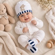 Set Cappellino e Babbucce Neonato Palla Pallina in 100% cotone