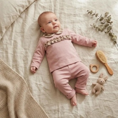 Completo 2 Pezzi in Felpa 100% Cotone per Neonata - Coccolissimi Chic