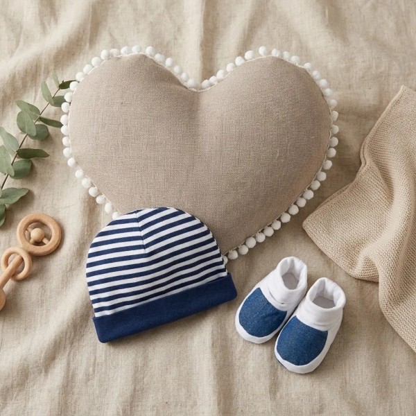 Set Cappellino e Babbucce Neonato Palla Pallina 100% Cotone