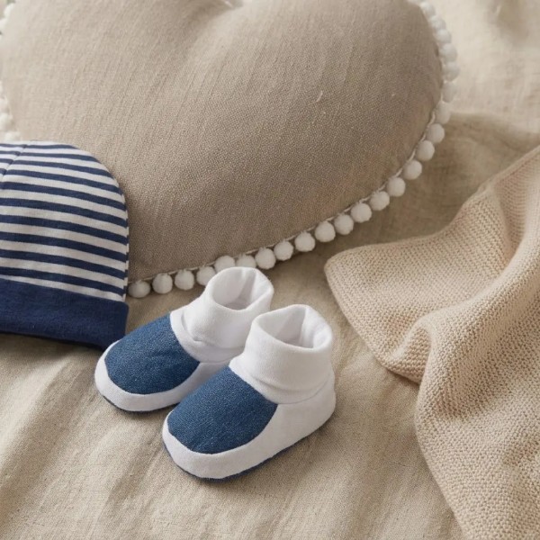 Set Cappellino e Babbucce Neonato Palla Pallina 100% Cotone