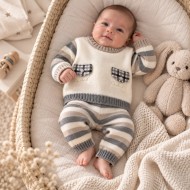 Completo 2 pezzi in maglia per neonato
