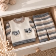 Completo 2 pezzi in maglia per neonato