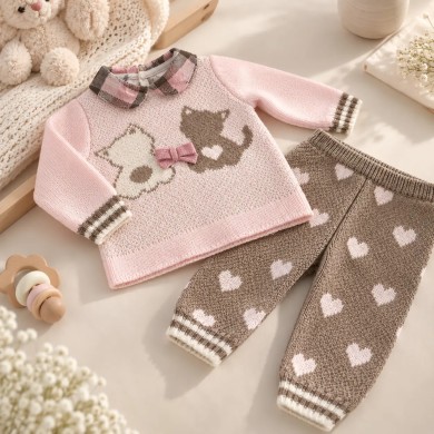 Completo 2 Pezzi Neonato Filo 100% Cotone 52 cm