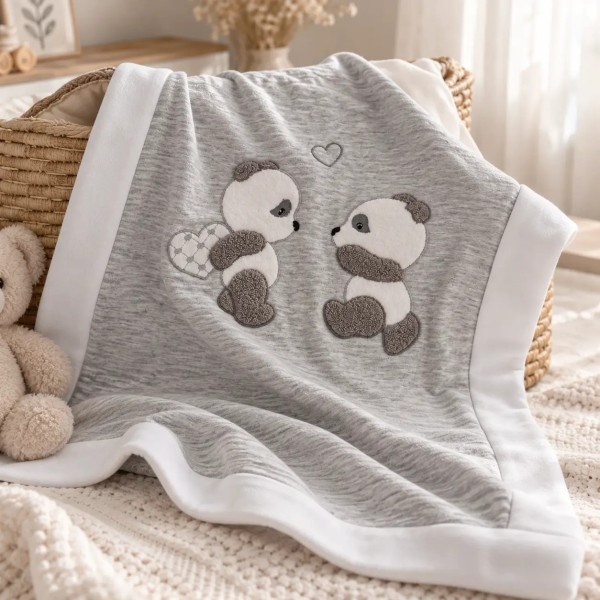 Coperta in Jersey 100% Cotone per Carrozzina Palla Pallina Pandino