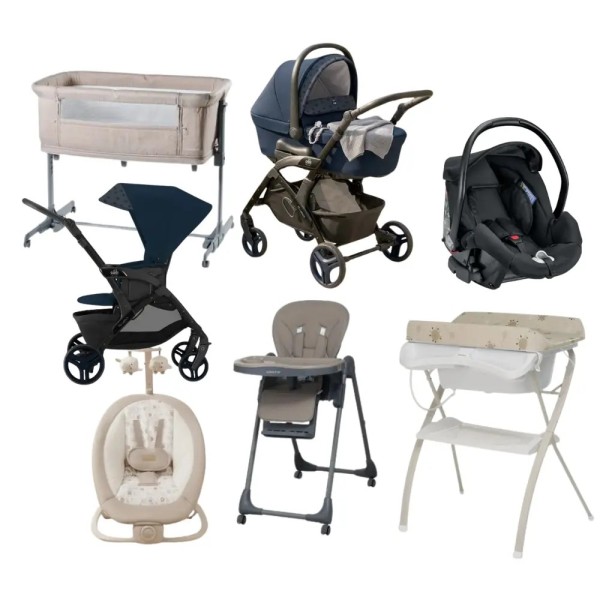 Kit Fantasy – Kit Nascita Completo Trio, Culla, Fasciatoio e Pappa