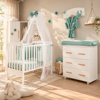 Cameretta Dreamy Coccolissimi – Culla, fasciatoio, coordinato tessile