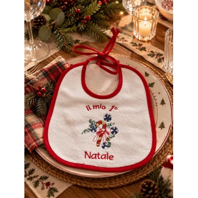 Bavaglino neonato "Il mio primo Natale" Palla Pallina Cotone