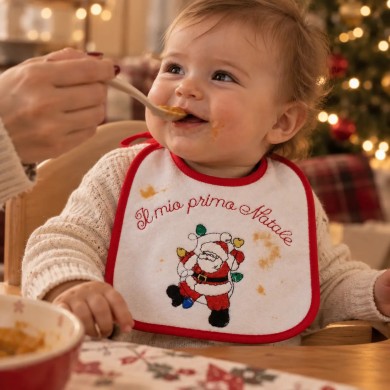 Bavaglino neonato "Il mio primo Natale" Palla Pallina Cotone