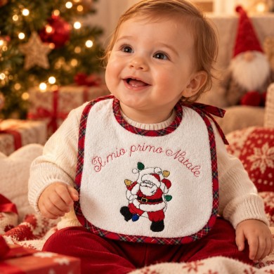Bavaglino neonato "Il mio primo Natale" Palla Pallina Cotone