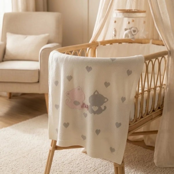 Coperta in Filo Gattine Palla Pallina | Lana Neonato