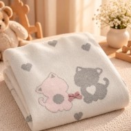 Coperta in Filo Gattine Palla Pallina | Lana Neonato