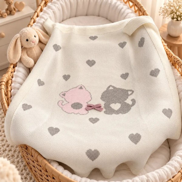 Coperta in Filo Gattine Palla Pallina | Lana Neonato