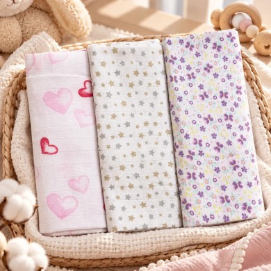 Mussole in garza di cotone Palla Pallina - Set 3 pezzi