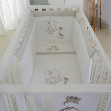 Paracolpi + Piumino sfoderabile + Set lenzuola 3pz per Lettino Compact fiancoletto e Next2Me Forever Dolce safari Coccolissimi