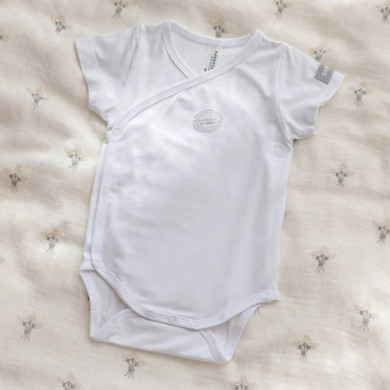 2pz Body maniche corte per neonato organico bianco/cammello - Bamboom