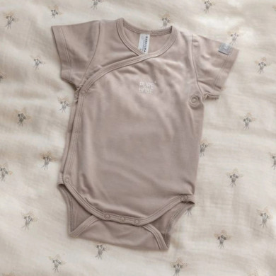 2pz Body maniche corte per neonato organico bianco/cammello - Bamboom