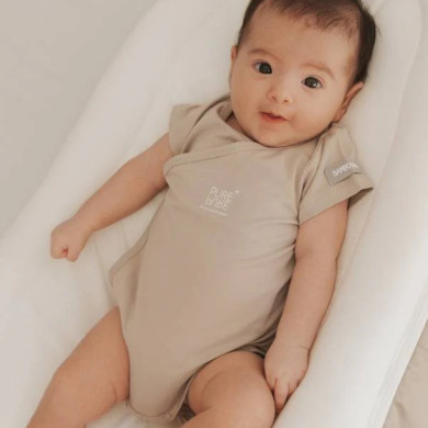 2pz Body maniche corte per neonato organico bianco/cammello - Bamboom