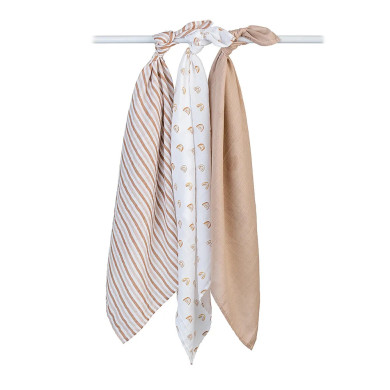 Set di 3 Copertine Swaddle Lulujo 69 x 69 cm - 100% Mussola di Cotone