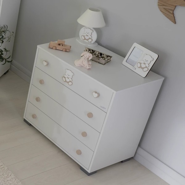 Comò Quadro 4 cassetti Orso cuore Coccolissimi