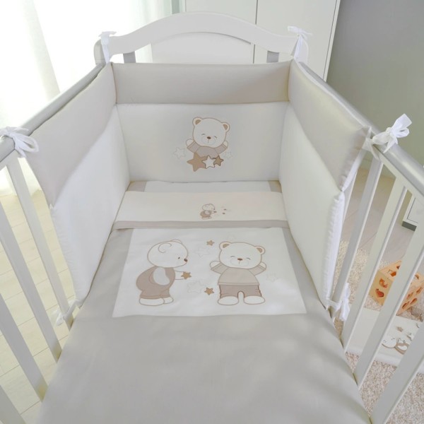 Paracolpi + Piumino sfoderabile + Set lenzuola 3pz per Lettino Cercatore di stelle Coccolissimi