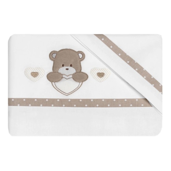 Set lenzuola 3pz per Next2Me (e similari) Orso cuore Coccolissimi