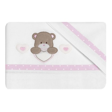 Set lenzuola 3pz per lettino Orso cuore Coccolissimi