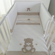 Paracolpi + Piumino sfoderabile + Set lenzuola 3pz per Lettino Orso cuore Coccolissimi