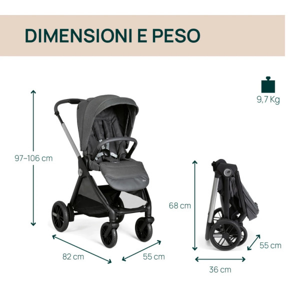 Trio Bellagio2 Chicco con Ovetto Reclinabile, Borsa e stand-up Omaggio