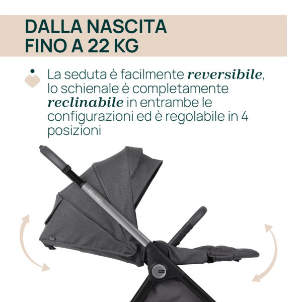 Trio Bellagio2 Chicco con Ovetto Reclinabile, Borsa e stand-up Omaggio