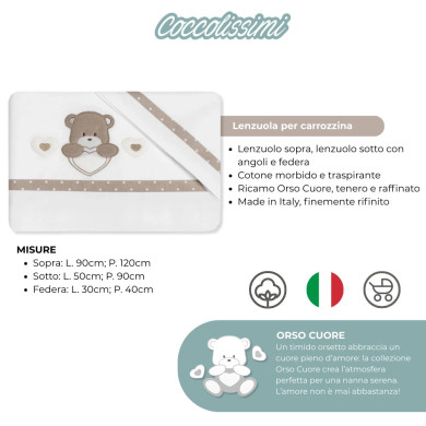 Corredino nascita Essential Orso Cuore – Set completo ricamato