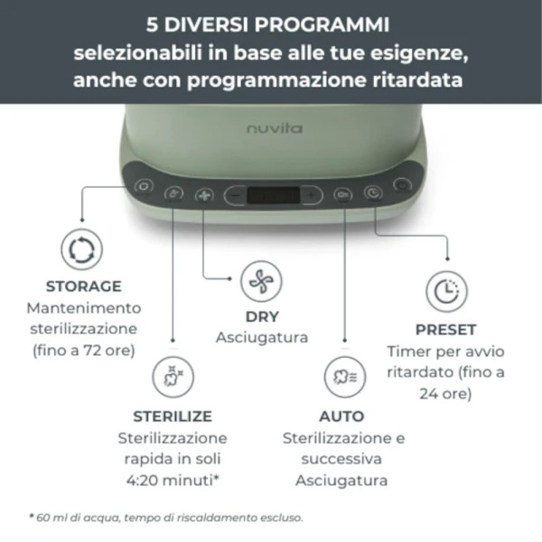 Sterilizzatore con asciugatura 2 in 1 SteriDry 1088 di Nuvita