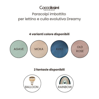 Paracolpi imbottito per lettino e culla evolutiva Dreamy Coccolissimi