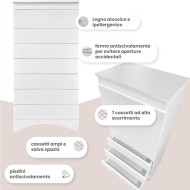 Settimino Dreamy Coccolissimi – Cassettiera 7 cassetti per cameretta