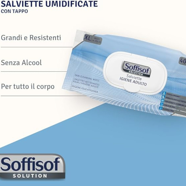 Salviette Umidificate Adulti XL Soffisof | Igiene Delicata completa