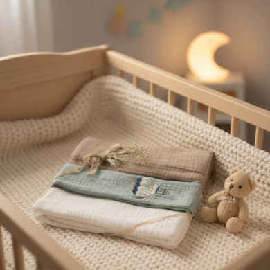 Mussole neonato Dreamy Coccolissimi – Tris in cotone personalizzabile