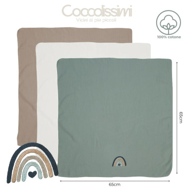 Mussole neonato Dreamy Coccolissimi – Tris in cotone personalizzabile