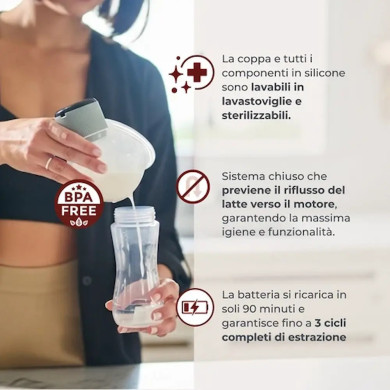 Tiralatte elettrico indossabile singolo Materno Comfort Nuvita