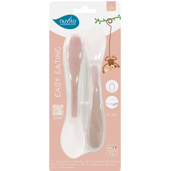 Set di 2 cucchiai in silicone Nuvita Easy Eating 8480 P Svezzamento