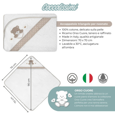 Corredino nascita Essential Orso Cuore – Set completo ricamato