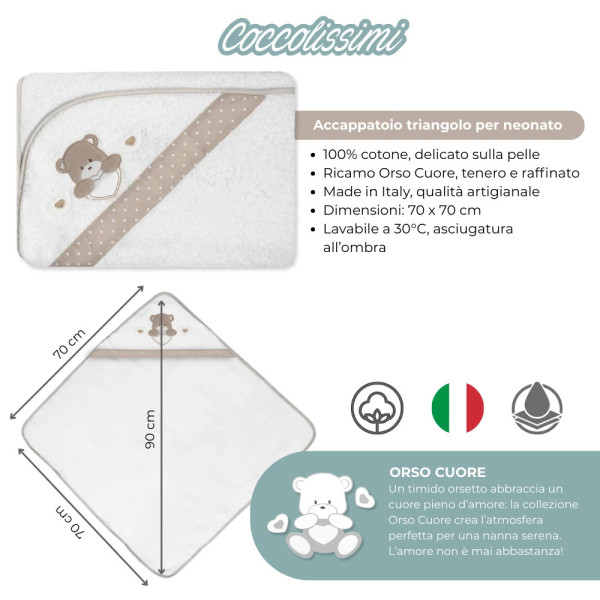 Corredino nascita Essential Orso Cuore – Set completo ricamato