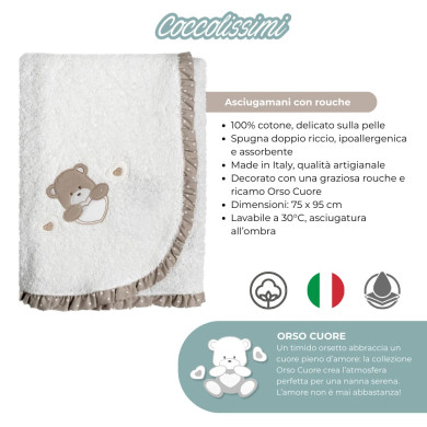 Corredino nascita Essential Orso Cuore – Set completo ricamato