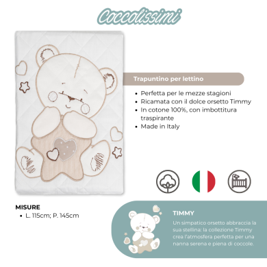 Corredino Nascita Premium Timmy - Set Completo in Cotone 100% Ricamato