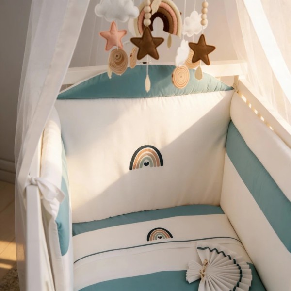 Completo Lettino Neonato Ricamato con Paracolpi – Coccolissimi