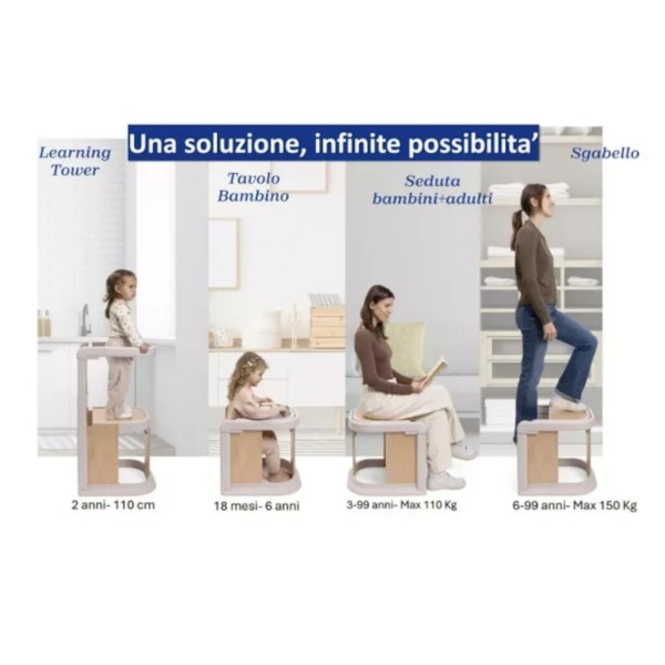 Torre Montessoriana Meraviglia Chicco trasformabile in legno FSC